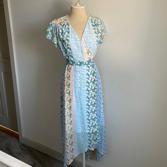 blue rain wrap dress Stratus Blue Cotton Wrap Dress | Fair Trade main image 1
